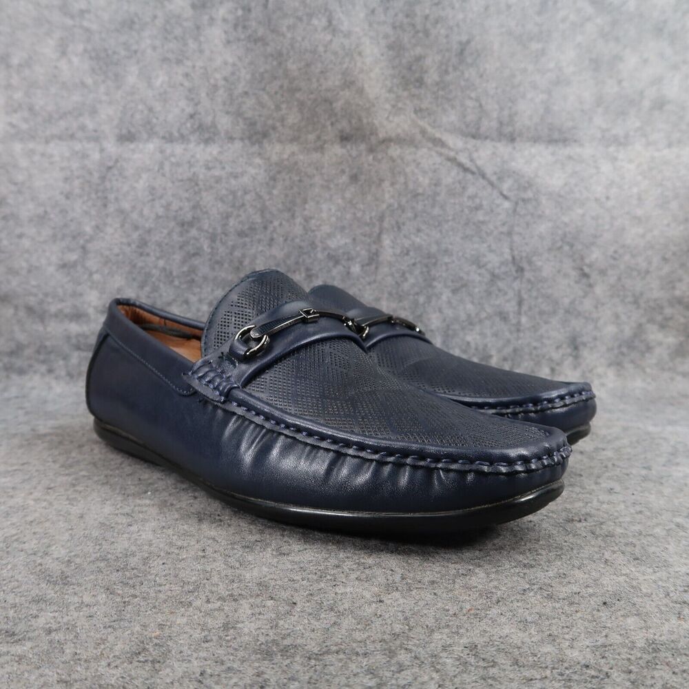 Andrew Fezza Shoes Mens 9.5 Loafer Moccasin Slip On Casual Navy Classic Fashion